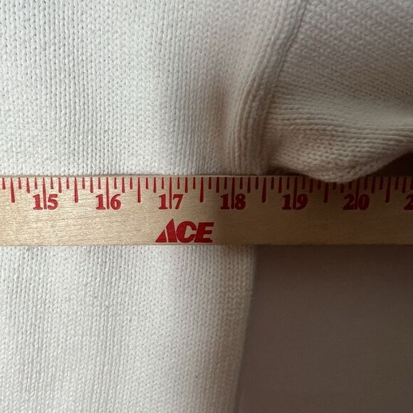 Izod Vintage White Short Sleeve Sweater Cottagecore Preppy Embroidered Knit Sz L - Picture 7 of 8